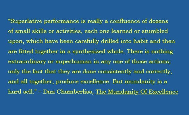 Text about excellence, skills, and performance.