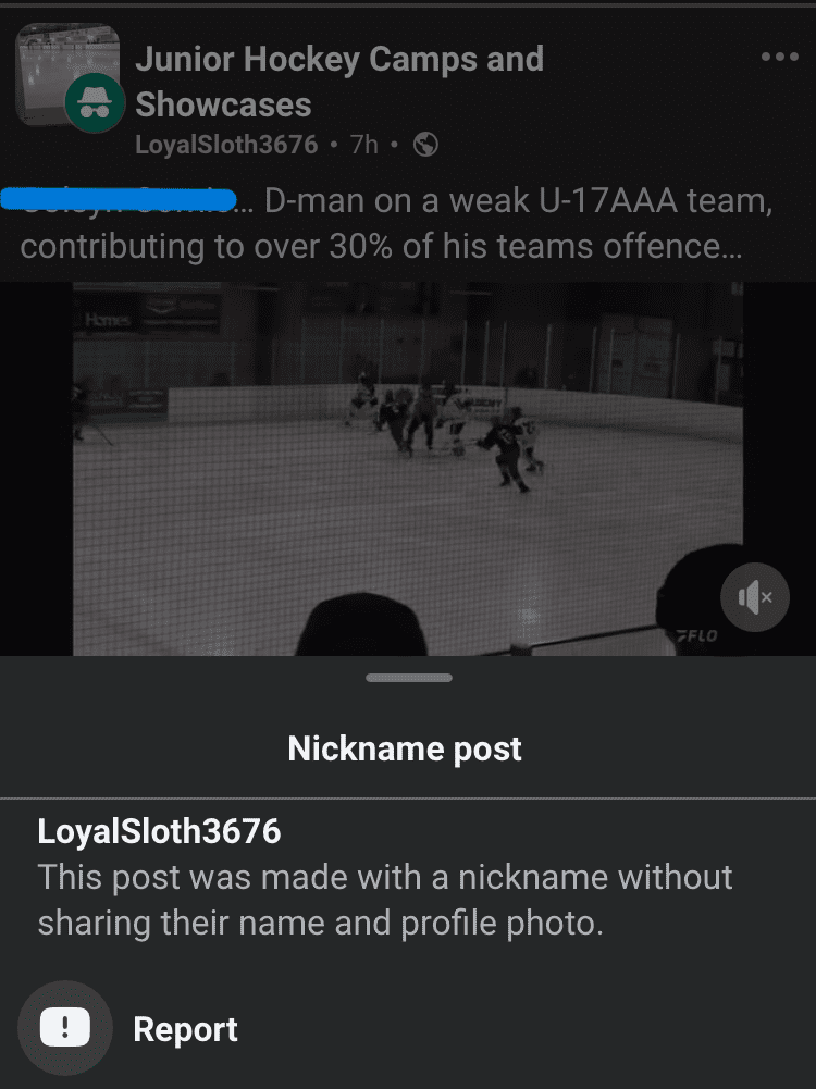 Hockey game with anonymous social media post.