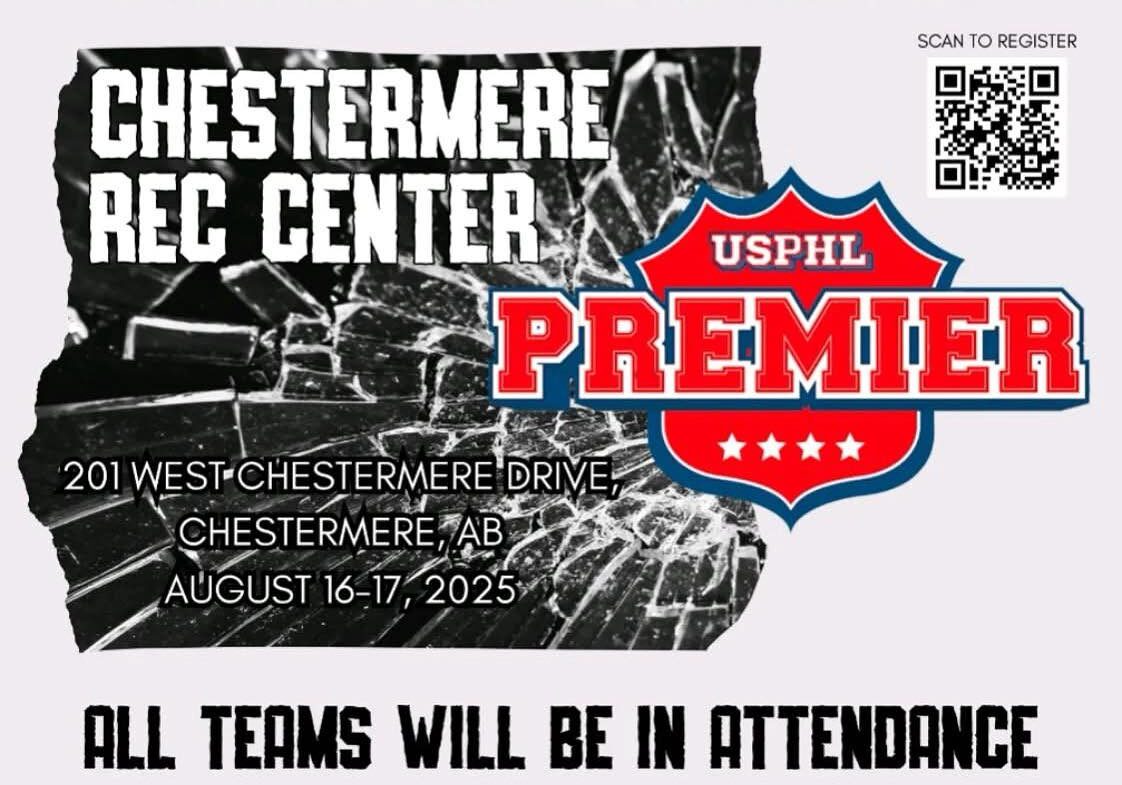 Poster for USPHL Alberta Division hockey event at Chestermere Rec Center.