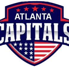 Logo of the Atlanta Capitals hockey team with patriotic stars and stripes.