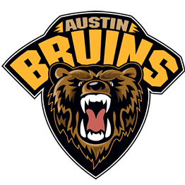Aggressive Austin Bruins bear logo with bold text and fierce expression.