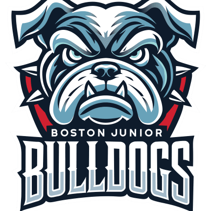 Boston Junior Bulldogs fierce bulldog logo with bold typography.