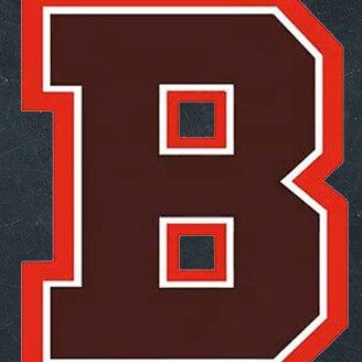 Bold red and white letter B on a dark background.