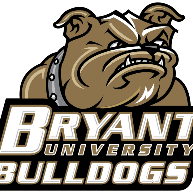 Bryant University Bulldogs logo with fierce bulldog illustration.