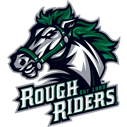 A stylized horse head logo with green mane and 'Rough Riders' text.