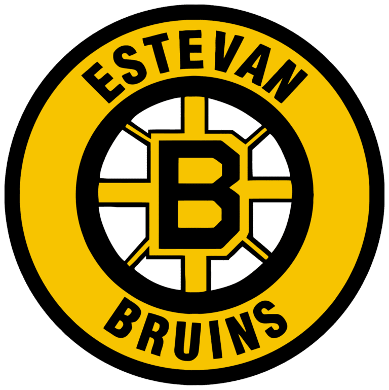 Estevan Bruins hockey team logo with a bold B and circular design.