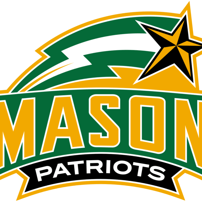 George Mason Patriots logo with green, gold, and black colors.