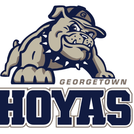 Georgetown Hoyas bulldog mascot logo in blue and gray.