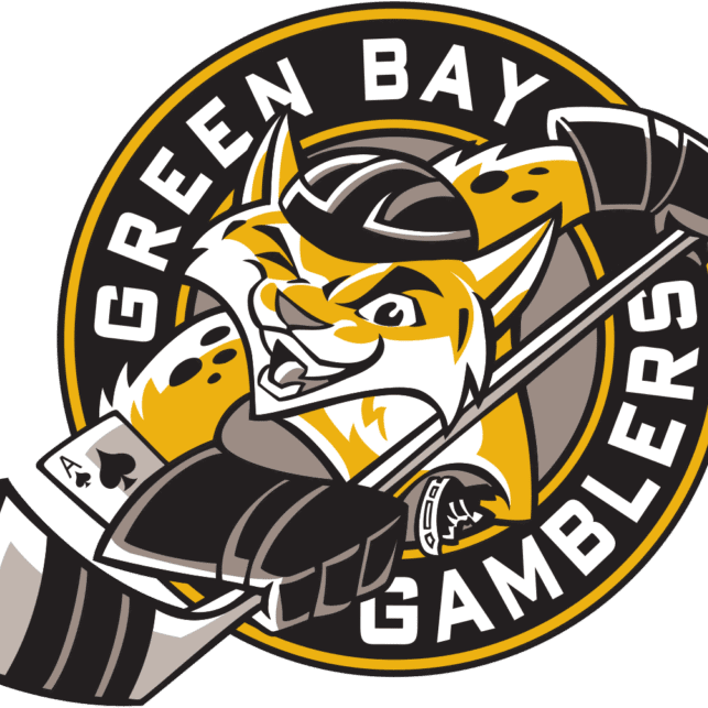 A fierce tiger hockey player logo for Green Bay Gamblers.