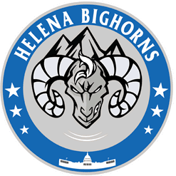 Helena Bighorns sports team logo featuring a ram's head and mountains.