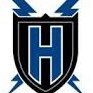 A bold black and blue shield logo with a prominent letter 'H'.