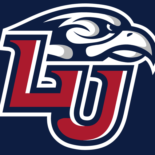 Liberty University logo featuring a bold LU and an eagle head.