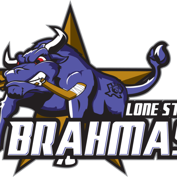 Logo of Lone Star Brahmas with a fierce blue bull mascot.