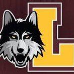 A wolf head logo next to a large letter L.