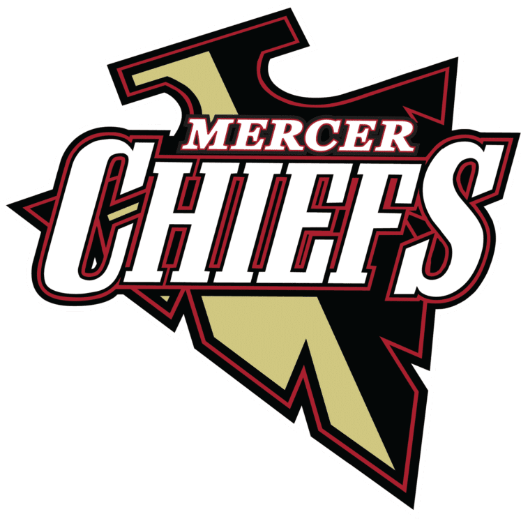 Mercer Chiefs sports team logo with bold text and arrow design.