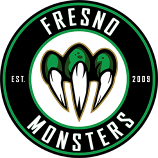 Logo of Fresno Monsters hockey team with claws and text.