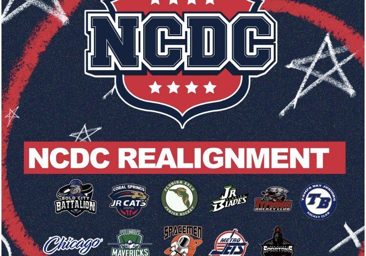 NCDC realignment announcement with team logos.
