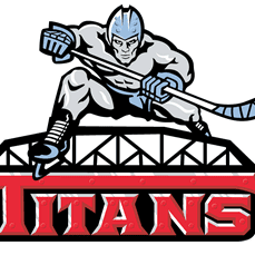 A fierce hockey player logo with 'Titans' text below.
