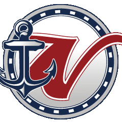 Logo featuring an anchor and a stylized letter V in a circular frame.