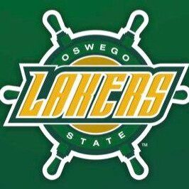 Oswego State Lakers logo featuring a ship wheel design.