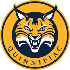 Quinnipiac University bobcat logo in orange and blue.