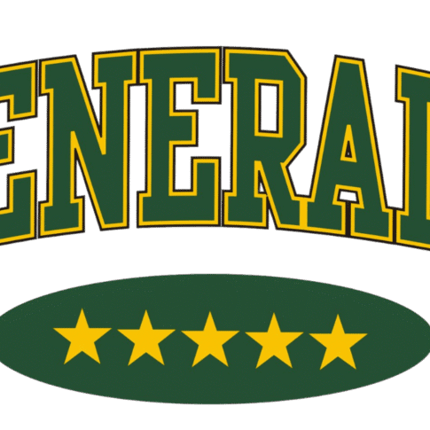 Green and yellow emblem with the word 'GENERAL' and five stars.