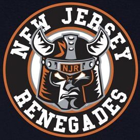 Logo of New Jersey Renegades featuring a Viking helmet and fierce face.