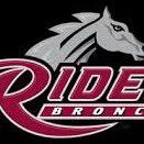 Logo featuring a stylized horse head and the word 'Rider Broncos'.