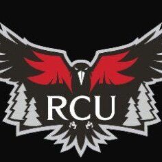 A stylized eagle logo with red and black wings and the letters RCU.