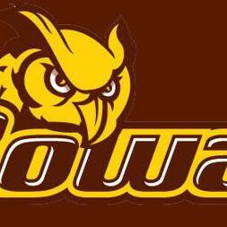 Logo of the Iowa State Cyclones with a fierce yellow hawk mascot.