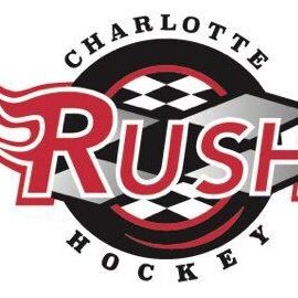 Charlotte Rush hockey team logo with a hockey puck design.