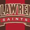 Logo of St. Lawrence Saints in brown and red colors.