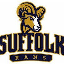 Suffolk Rams logo featuring a stylized ram head and bold text.