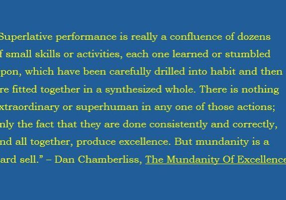 Text about excellence, skills, and performance.