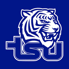 TSU logo with a fierce white tiger head on a blue background.