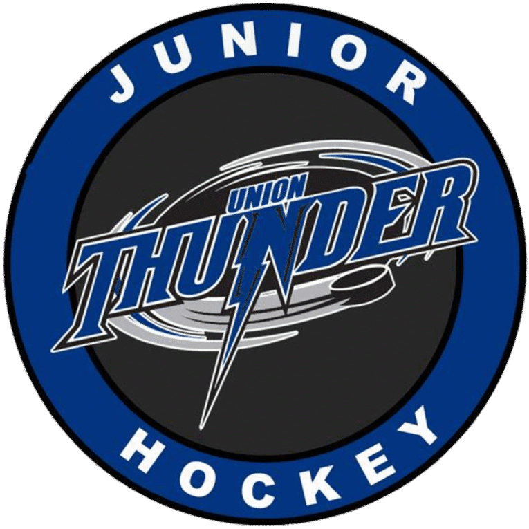 Logo of Junior Hockey Union Thunder with a lightning bolt design.