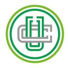 A modern logo featuring interlocking green and gray letters within concentric circles.