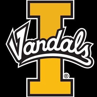 Logo of Idaho Vandals with a large gold 'I' and stylized white 'Vandals' text.