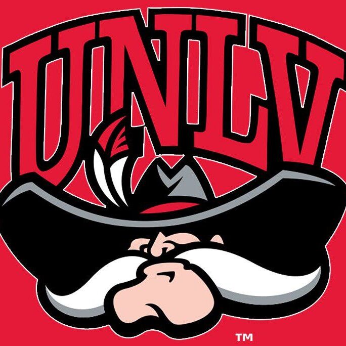 UNLV mascot logo with a fierce mustached character wearing a hat.