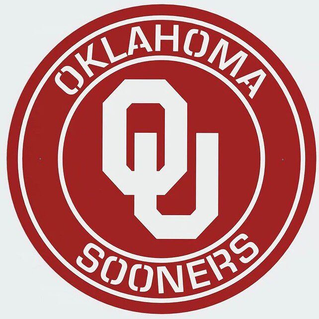 Oklahoma Sooners logo with red and white colors.