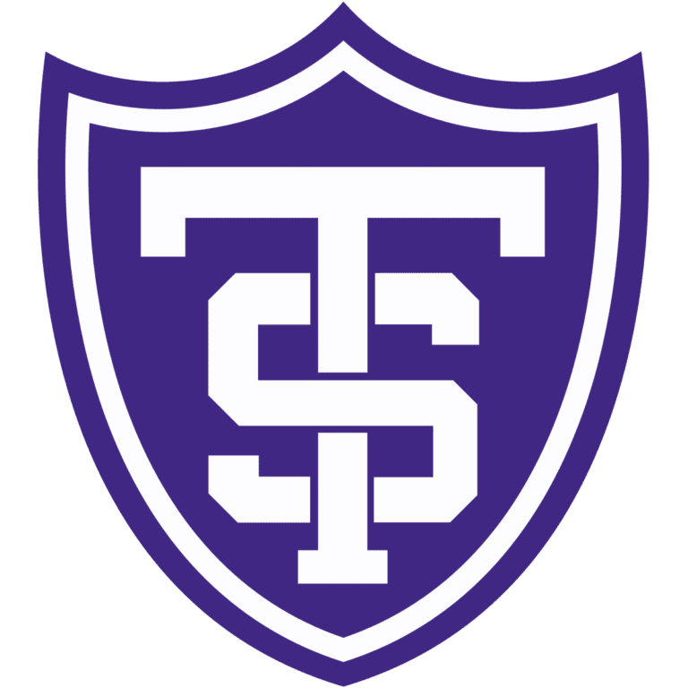 A purple shield logo with white interlocking letters T and S.