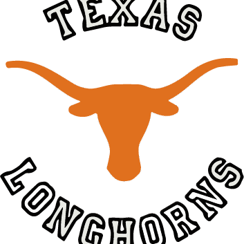 Texas Longhorns logo with orange bull and text.
