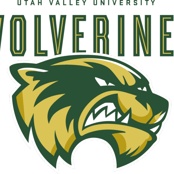 Aggressive wolverine mascot logo with green and gold colors.