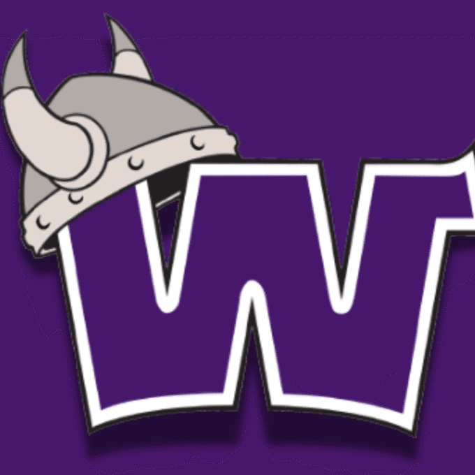 A purple 'W' with a Viking helmet on top.