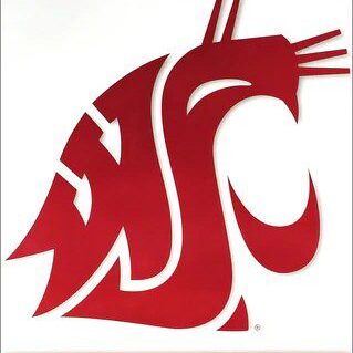Washington State University cougar logo in red.