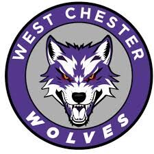 Logo of West Chester Wolves featuring a fierce wolf head in purple and gray.