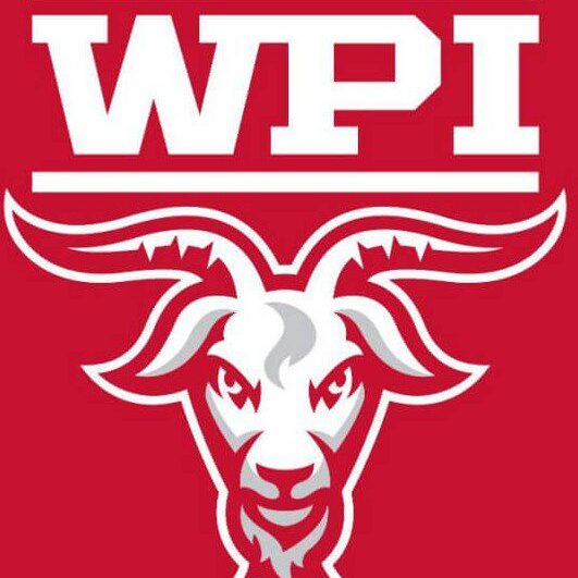 WPI logo featuring a stylized goat head in white on a red background.